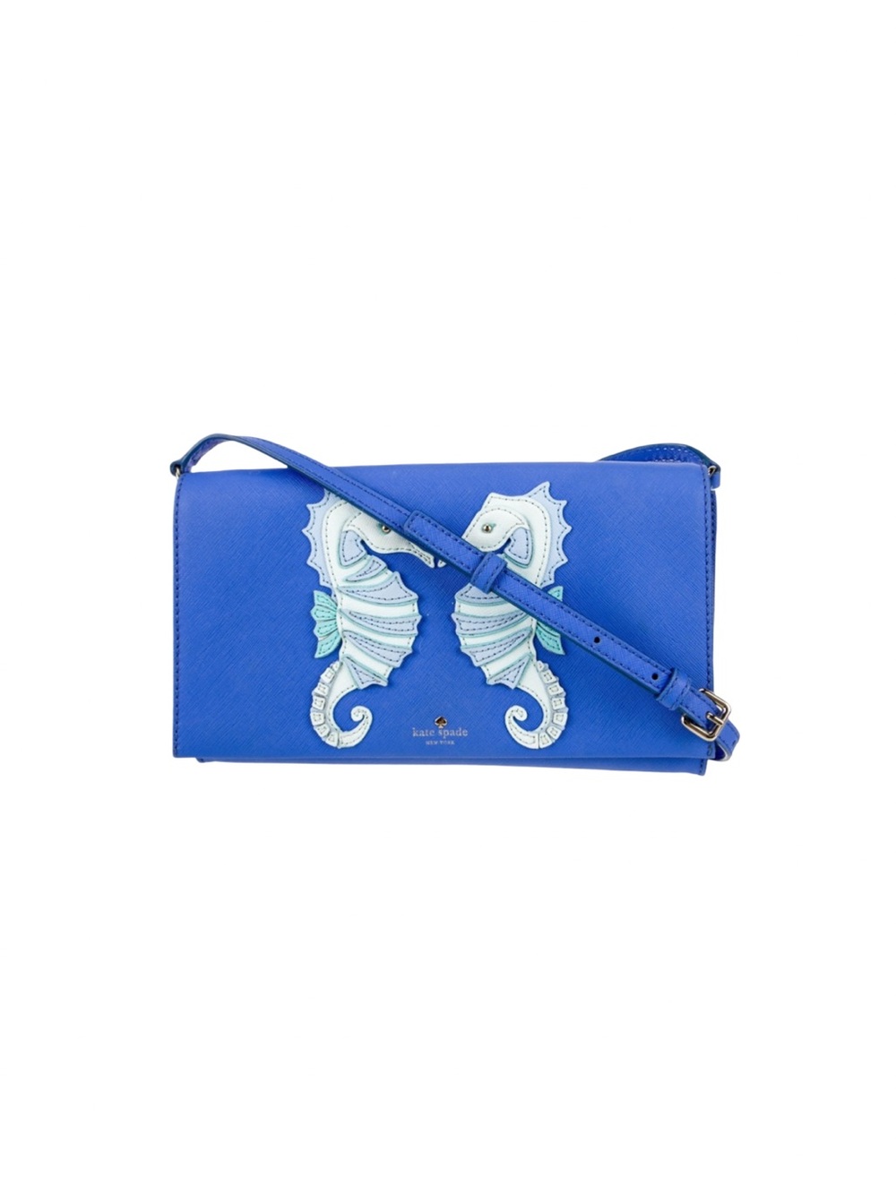 Kate Spade “Breath of Fresh Air” Seahorse Blue Leather Crossbody Shoulder